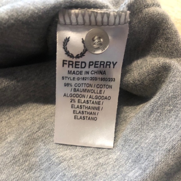 Fred Perry button up shirt grey top tips UK 12 8 - Picture 4 of 5